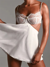 V-neck Backless Cutout Lace Floral Mini Dress